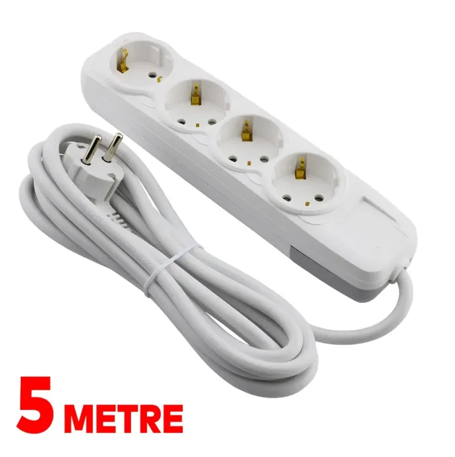 4 LÜ TOPRAKSIZ GRUP PRİZ 5 MT  ( LARA ) 1